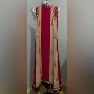 Pink and cream long Pakistani style kurta
